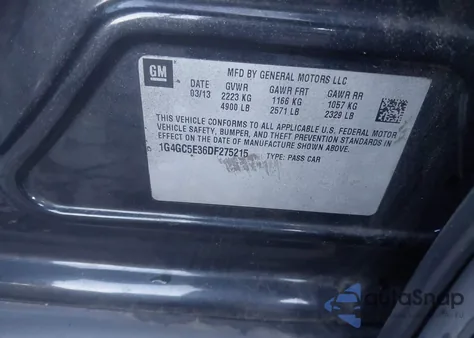 2013 Buick Lacrosse Leather Group из США, поврежденный, VIN 1G4GC5E36DF275215